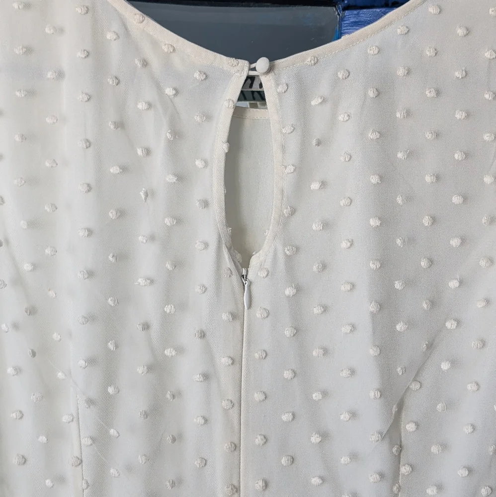 Geode x Anthropologie Floral Lace Swiss Dot Short Sleeve Midi Wedding Dress - Picture 7 of 11